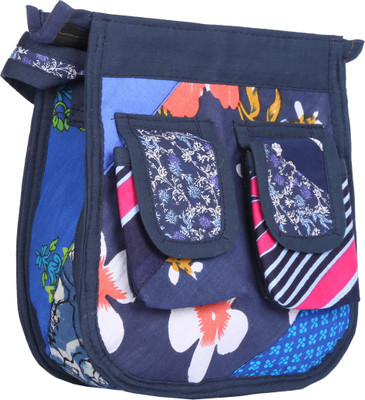 

Rural Touch Women Casual Blue Jute, Cotton Sling Bag
