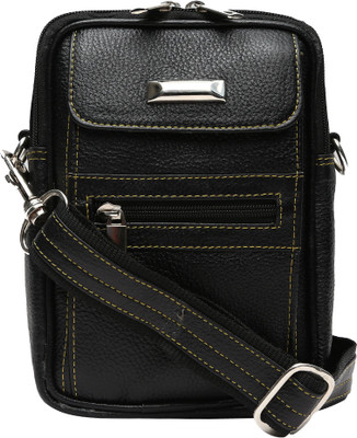 

Blu Whale Men & Women Casual Black Genuine Leather Sling Bag