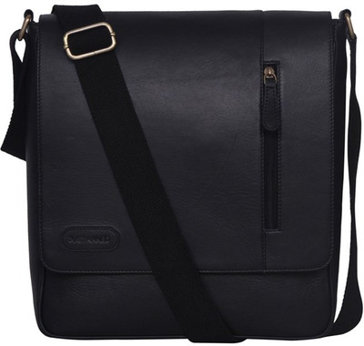 

Justanned Men Casual Black Genuine Leather Sling Bag