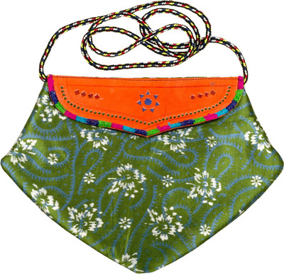 

Cay Girls Casual Green Silk Sling Bag