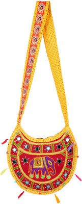 

Rajrang Women Evening/Party Red, Yellow Cotton Sling Bag