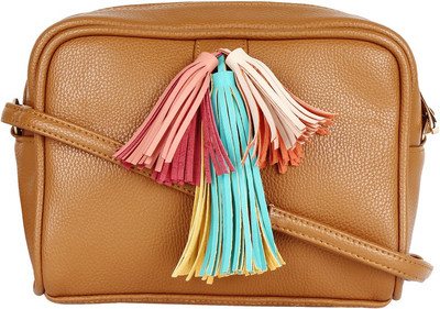 

Pretty Things Women Casual Tan PU Sling Bag