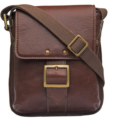 

Hidesign Men Formal Brown Genuine Leather Sling Bag