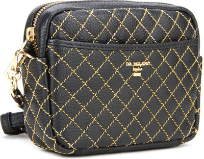 

Da Milano Women Casual Black, Gold Sling Bag