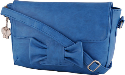 

Butterflies Women Casual Blue PU Sling Bag