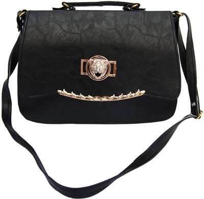 

Delano Girls Casual Black Rexine Sling Bag