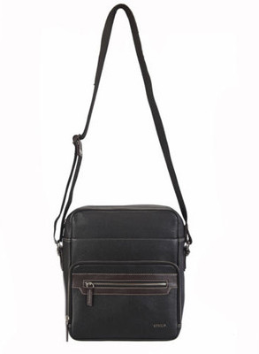 Adamis Men Formal Black Genuine Leather Sling Bag