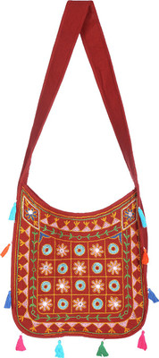

Rajrang Women Casual Red Cotton Sling Bag