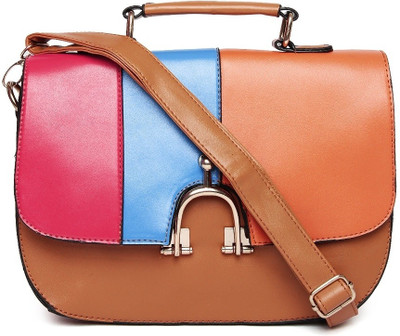 

Hi Look Women Casual Multicolor PU, Cotton Sling Bag