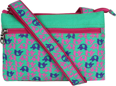 Anekaant Women Casual Green Canvas Sling Bag