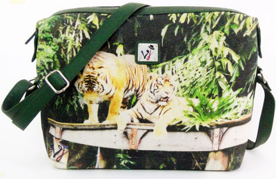 JAJV Women Casual Green Canvas Sling Bag