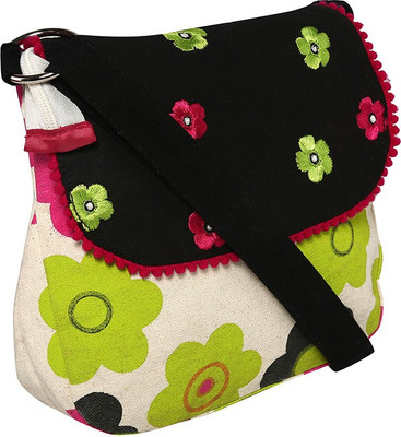 

Pickpocket Girls Casual Green Canvas Sling Bag