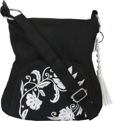 

Pickpocket Women Casual Black Canvas Sling Bag