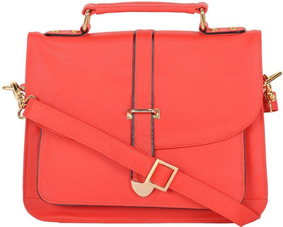 

global impex Women Formal Red PU Shoulder Bag