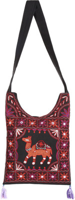 

Rajrang Women Casual Black, Brown Cotton Sling Bag