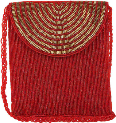 

Ahankara Women Casual Red, Gold Beads, Polyester Sling Bag, Gold;red