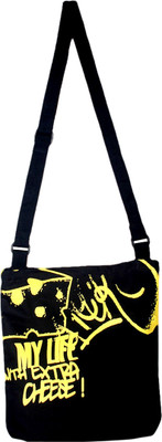 Kanvas Katha Men & Women Casual Black Canvas Sling Bag