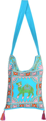 

Rajrang Women Casual Blue Cotton Sling Bag