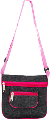 

Glitters Girls Casual Black, Pink Canvas Sling Bag