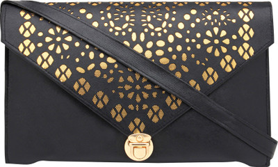 

Pink Rose Women Casual Black, Gold PU Sling Bag