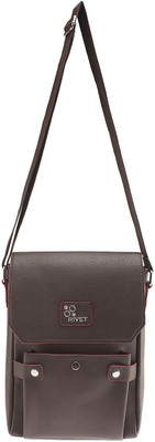 

Rivet Women Casual Brown PU Sling Bag
