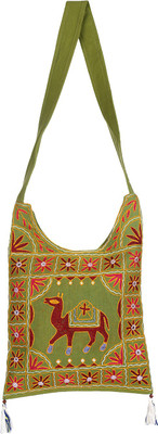 

Rajrang Women Casual Green, Red Cotton Sling Bag
