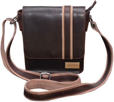 

Le Craf Men Casual Brown Genuine Leather Sling Bag