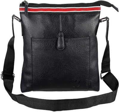 

Shrih Men & Women Casual Black PU Messenger Bag