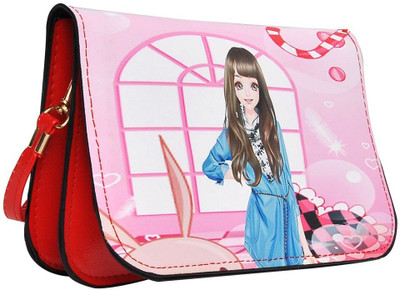 Hawai Women Casual Pink, Red PU Sling Bag