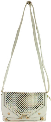Heels & Handles Women White Leatherette Sling Bag