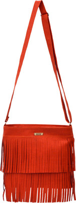 

AGINOS Women Casual Orange PU Sling Bag