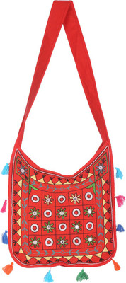 

Rajrang Women Casual Red Cotton Sling Bag