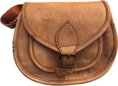 

Rstore Girls Casual Brown Genuine Leather Sling Bag