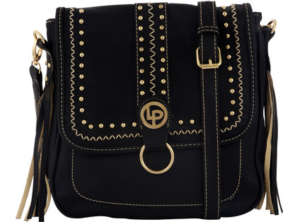 Lino Perros Women Casual Black Leatherette Sling Bag