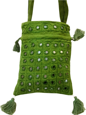 

Minky's Decor Girls Casual Green Cotton Sling Bag