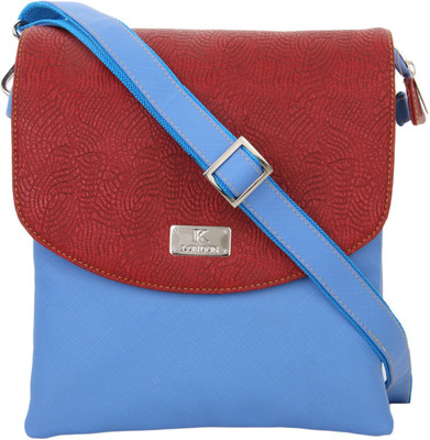 

K London Women Casual Blue, Red Leatherette Sling Bag