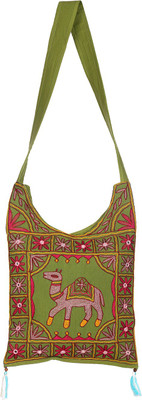 

Rajrang Women Casual Green Cotton Sling Bag