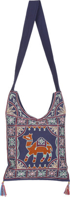

Rajrang Women Casual Blue Cotton Sling Bag