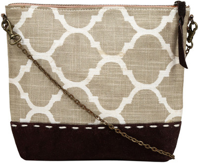

Hobo Women Formal White Cotton, Genuine Leather Sling Bag