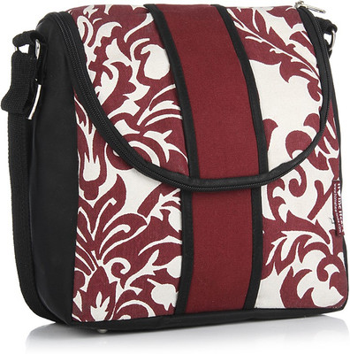 

Home Heart Women Casual Black, White, Red Canvas Sling Bag, Black;red;white