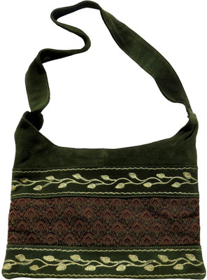 

Bhoomija Women Casual Green Genuine Leather Sling Bag