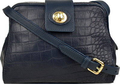 Hidesign Women Formal Blue Genuine Leather Sling Bag
