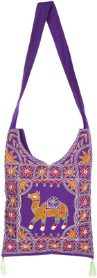 

Rajrang Women Casual Purple, Brown Cotton Sling Bag, Brown;purple