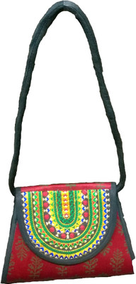

IndoArtisan Girls Casual Red Polyester Sling Bag