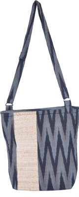 

Rope International Women Casual Grey, Black Cotton Sling Bag, Black;grey