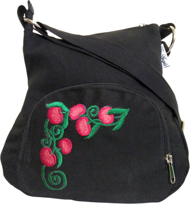 

Fly Angels Women Casual Black Canvas Sling Bag