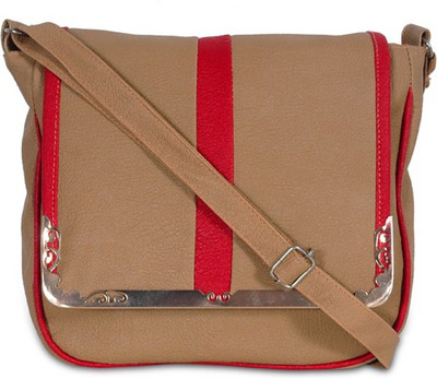 

LKC Women Beige PU Sling Bag