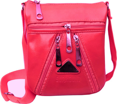 

Surmount Girls Casual Red PU Sling Bag