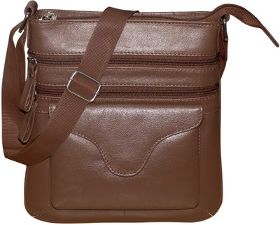 

Kan Genuine Leather Small Travel Bag/Messenger Bag For Men and Women Small Travel Bag - Medium(Brown)