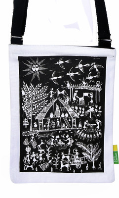 

Eco Corner Women Casual Black Cotton Sling Bag